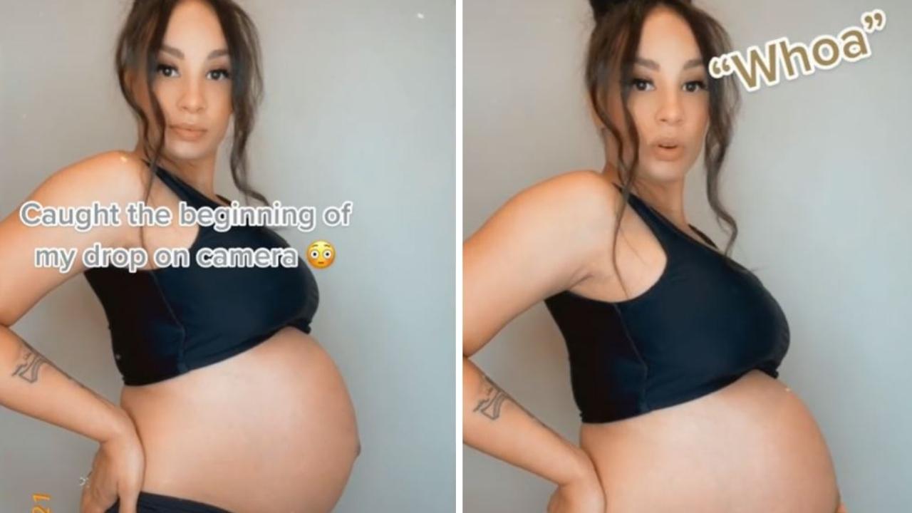 Pregnant woman captures on video the moment her bump 'dropped