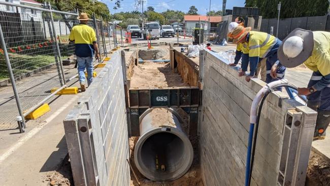 Seaforth Civil works on the Shakespeare St pipework upgrade project. Picture: Seaforth Civil