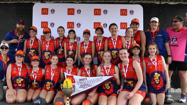 Kedron Lions won the grand final in the Under 13 Girls Div 4 competition for SEQJ. Picture: Supplied