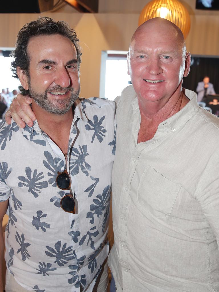 Joseph Barakat and Dom Todd at the BMD Northcliffe SLSC Sportsman’s Luncheon. Picture: Glenn Hampson.