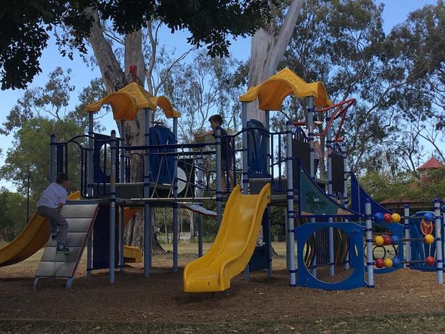 The playground at Bischoff Park in Nerang before the large shady trees were removed.