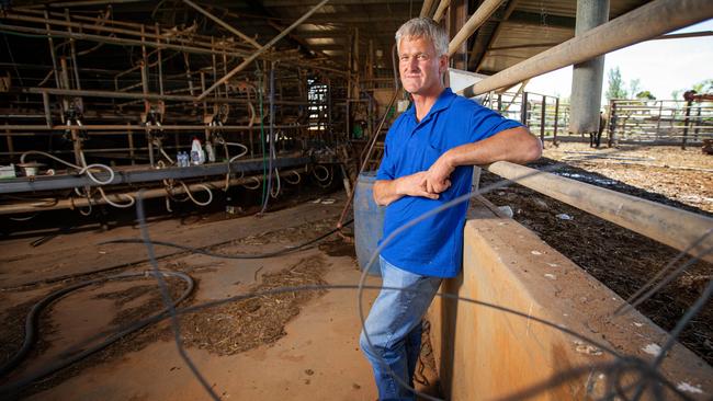 Danny Bergamin’s rotary dairy sits unused after he was forced to sell all his cows. Picture: Mark Stewart