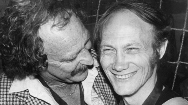 Tony Jewell with Richmond legend Kevin Bartlett after the 1980 grand final win.