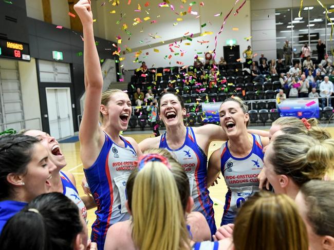 The ERNA Hawks are the 2019 Netball NSW Premier League Opens champions. Picture: Nigel Owen/Netball NSW