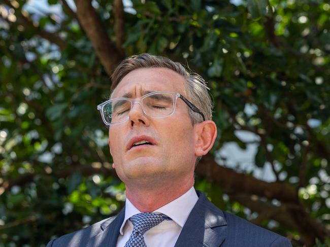SYDNEY, AUSTRALIA - NewsWire Photos JANUARY 12, 2023: NSW Premier Dominic Perrottet addresses the media at Parliament house in Sydney as he admits to the public that he wore a Nazi costume to his 21st birthday. Picture: NCA NewsWire / Seb Haggett