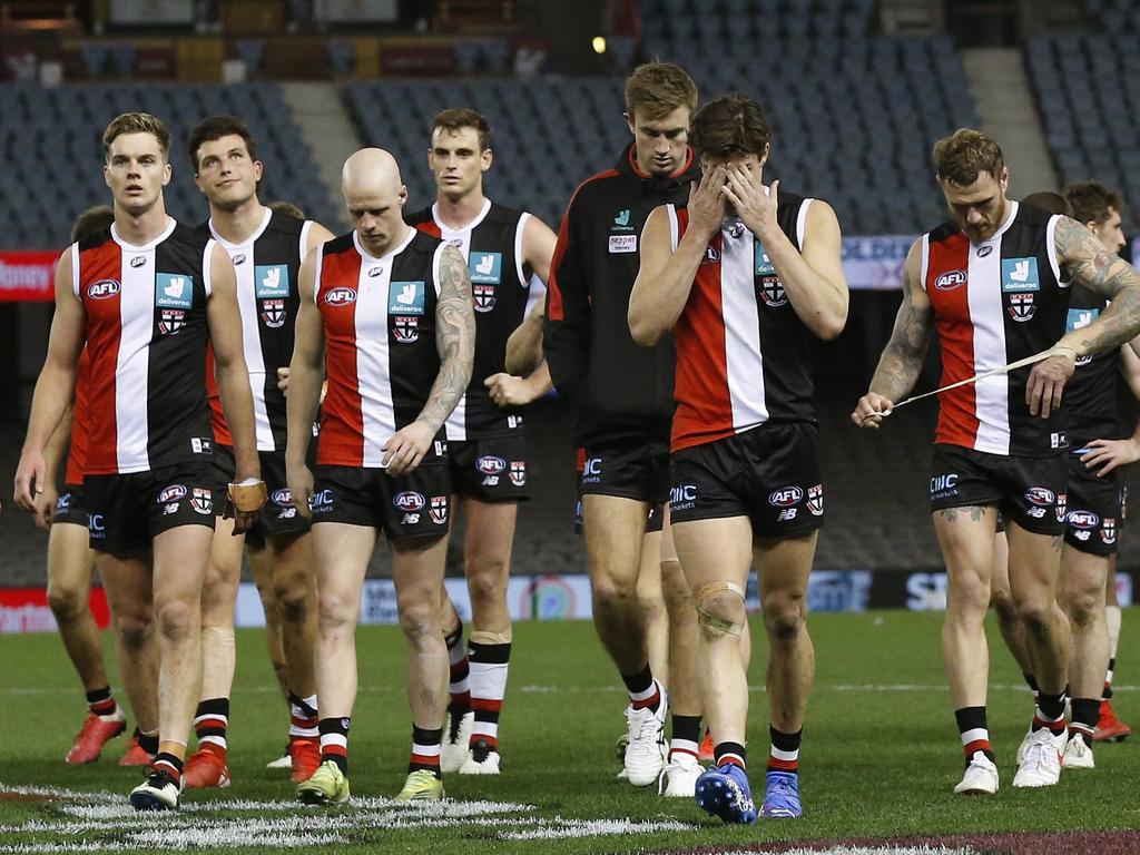 The final margin flattered the Saints, who kicked four junk goals late in the fourth quarter. (Photo by Darrian Traynor/Getty Images)