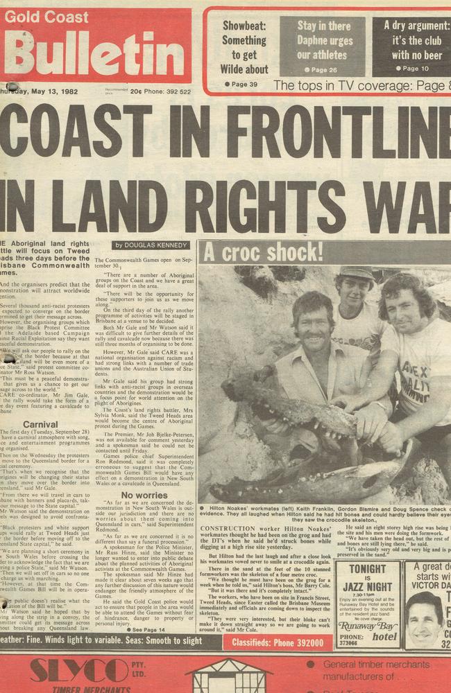 Gold Coast Bulletin 1982, May 13. Front page.