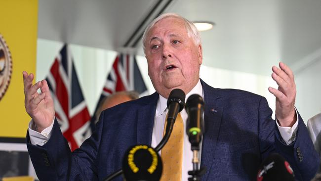 Billionaire Clive Palmer announces his new political party Trumpet of Patriots. Picture: Martin Ollman/NewsWire