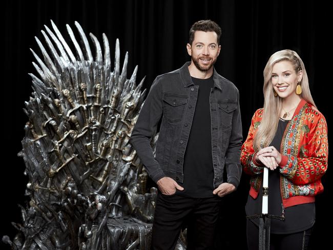 Foxtel's Thones360 presented by James Mathison and Stephanie Bendixsen. Picture: Nick Wilson