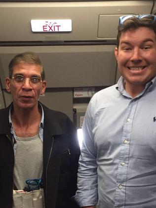 Ben Innes' selfie with EgyptAir hijacker Seif Eldin Mustafa wearing his fake suicide belt.