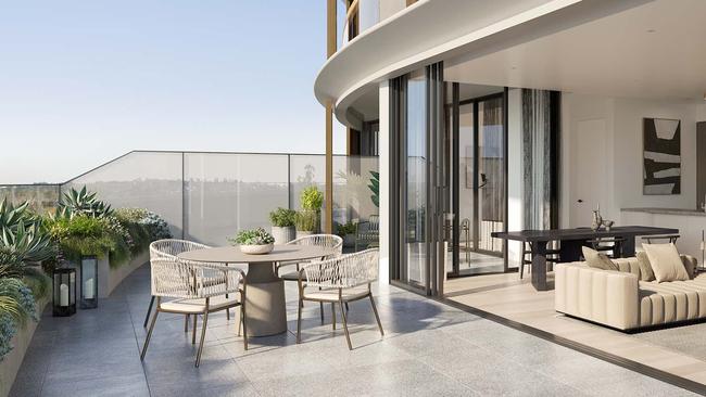 Artist impression of an apartment’s balcony.