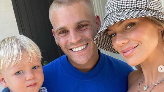 Chloe Szepanowski and Mitchell Orval (pictured with their son, Arti) moved after being broken into. Picture: Instagram/chloeszep