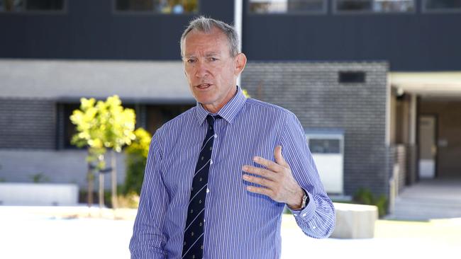 School principal Mark Peggrem at the opening last year of the new $25m junior learning precinct at Pacific Pines State High School. Picture: Tertius Pickard