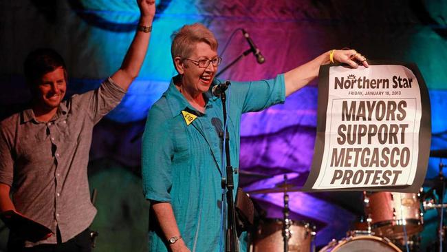 Lismore City Mayor Jenny Dowell attends a No Gas Rig Gig at the Lismore Workers Club. Picture: Contributed Jimmy Malecki