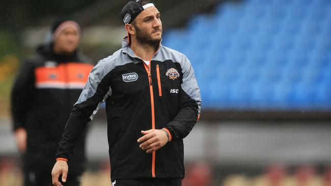 Robbie Farah cuts a lonely figure at Wests Tigers training.