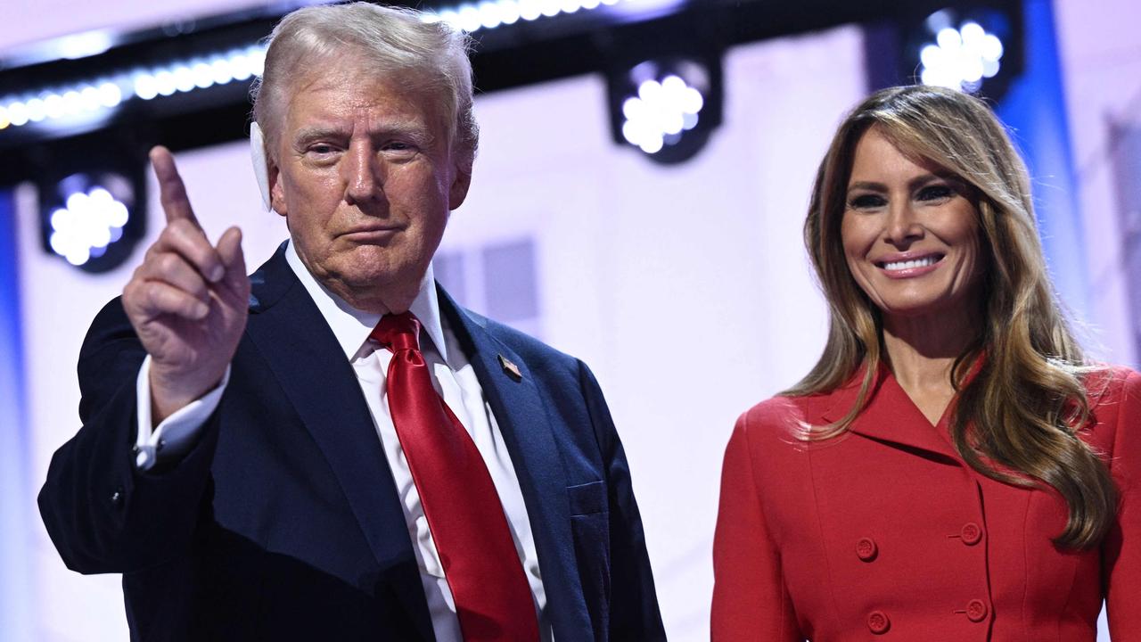 Former US president and 2024 Republican presidential candidate Donald Trump and his wife, Melania, at the convention in Milwaukee, Wisconsin. Picture: Brendan Smialowski/AFP