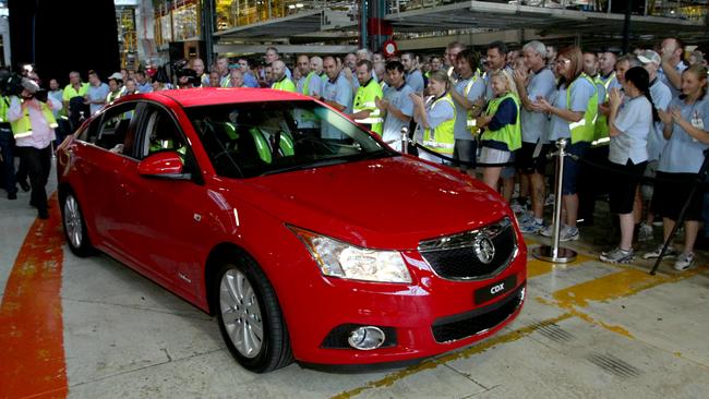 Prime Minister Julia Gillard launches the new Holden Cruze at the Holden factory in Elizabeth, South Australia in February 2011. Picture: Supplied.