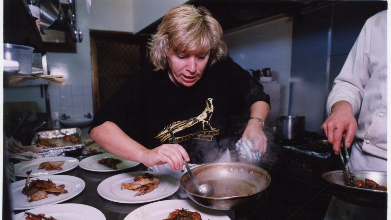 Maggie Beer serves up pheasant at her Pheasant Farm Restaurant on May 6, 1993