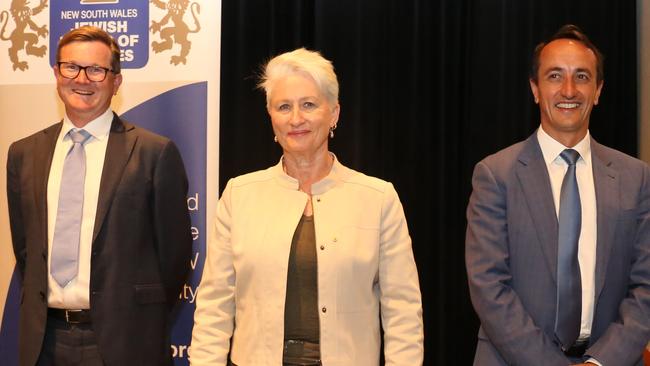 Wentworth by-election debate with candidates (from left) Tim Murray, Kerryn Phelps and Dave Sharma. Picture: James Croucher