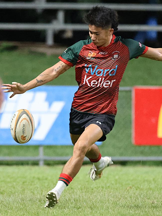 South Darwin scrum-half Shunsei Okazaki finished off the epic try with a chip and chase. Picture: From The Sideline Sports Photography