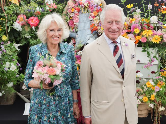 KING'S LYNN, ENGLAND - JULY 27: Prince Charles, Prince of Wales and Camilla, Duchess of Cornwall pose at The Sandringham Flower Show 2022 at Sandringham on July 27, 2022 in King's Lynn, England. (Photo by Chris Jackson - WPA Pool/Getty Images)