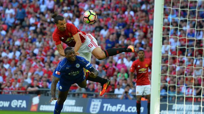 Manchester United's Zlatan Ibrahimovic scores.