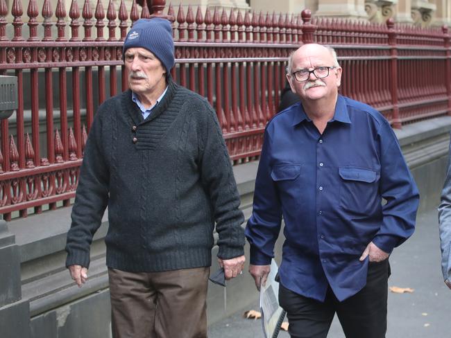 Witnesses George Kozlowski and Rob Ashlin arrive at court. Picture: David Crosling