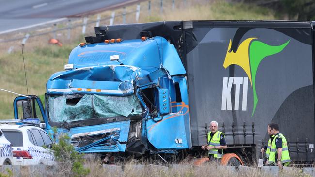 The bus driver, 25 students, teachers and three road workers were injured in the collision. Picture: Brendan Beckett