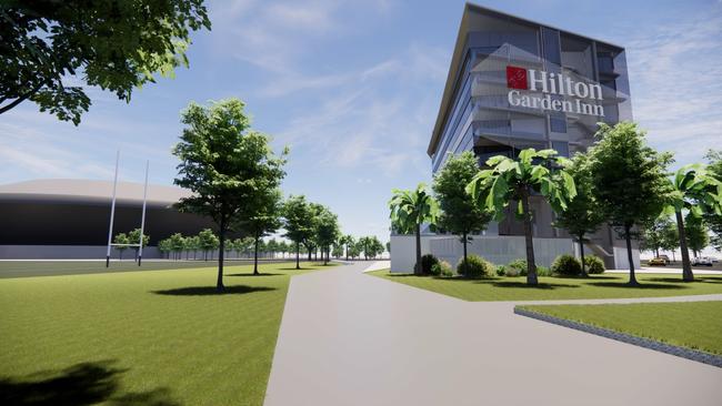 An artist’s impression of the exterior of the Townsville Hilton Garden Inn. Picture: Supplied.