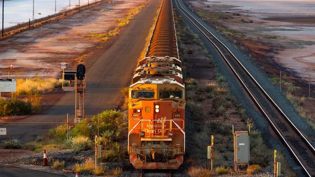 A BHP freight train carrying Australian iron ore to port. Picture: Bloomberg