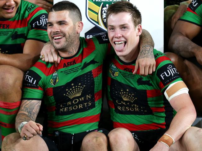 South Sydney's Adam Reynolds and Luke Keary during the 2014 NRL Grand Final between the South Sydney Rabbitohs and the Canterbury Bankstown Bulldogs at ANZ Stadium .Picture Gregg Porteous