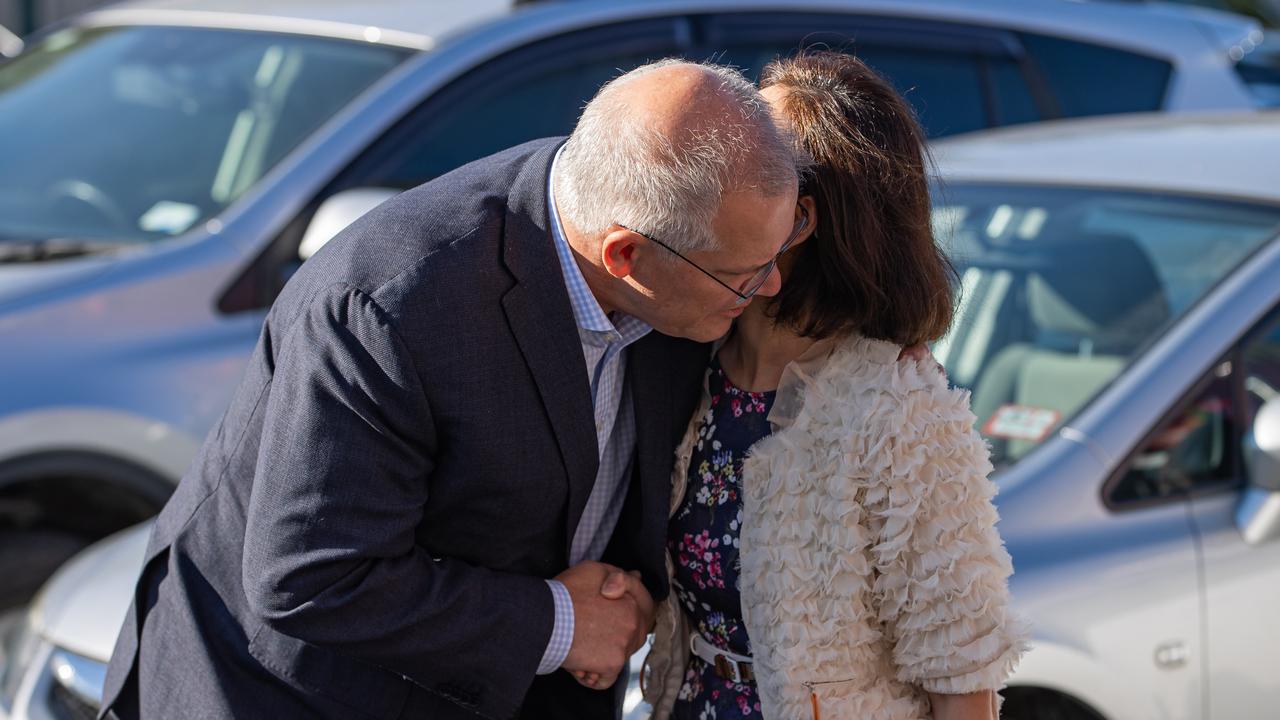 Liberal MP Gladys Liu and Prime Minister Scott Morrison at the Wallies Lollies shop in Box Hill. Picture: Jason Edwards