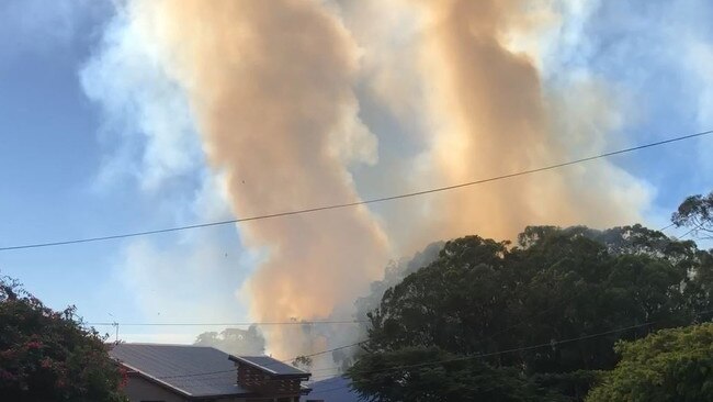 Video shows smoke rising over houses in Burleigh Heads. Photo: Supplied