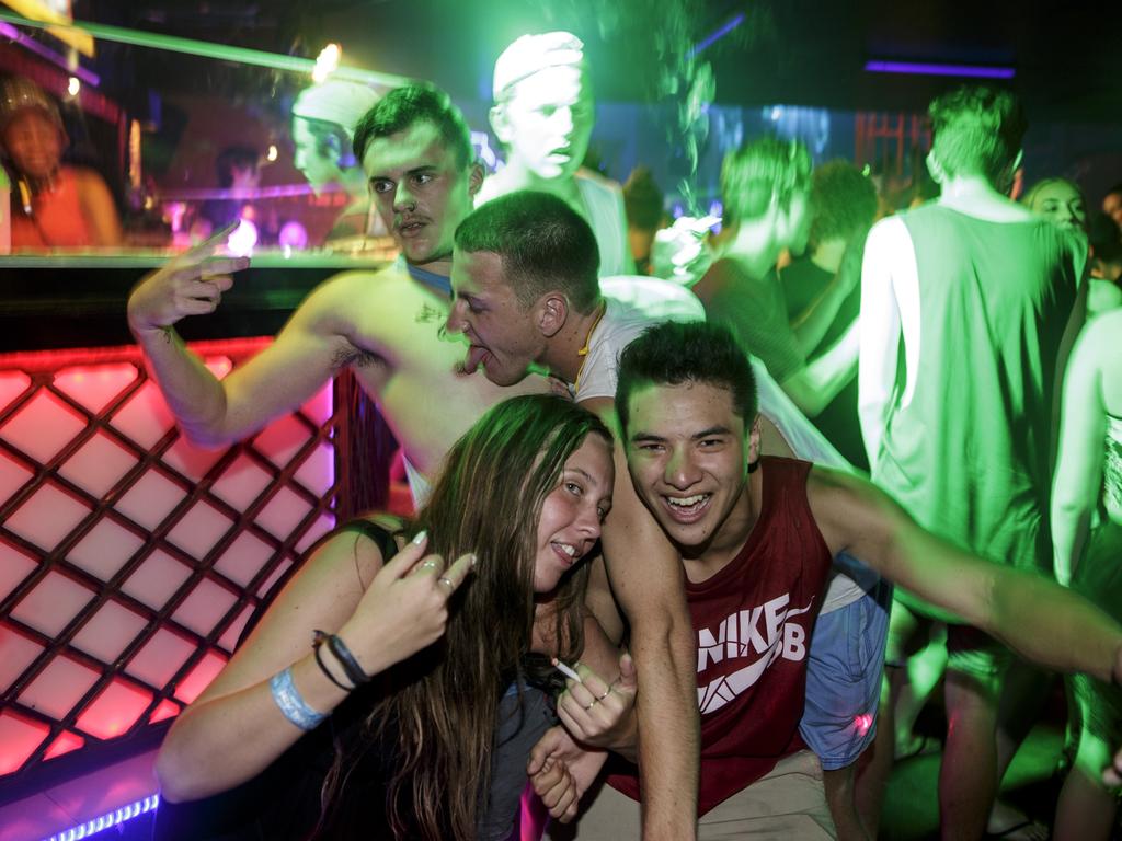 Teenagers party in a nightclub during Australian ‘schoolies’ celebrations in Kuta, Bali, Indonesia. Picture: Getty