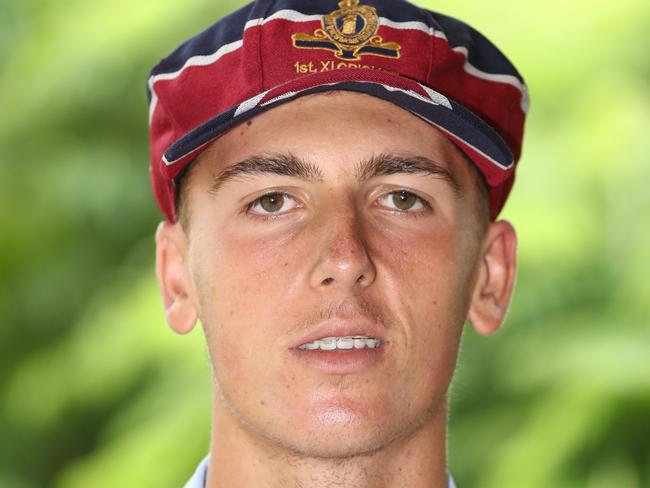 TSS First XI Cricketer Tom Gossett poses for a picture.Photograph : Jason O'Brien