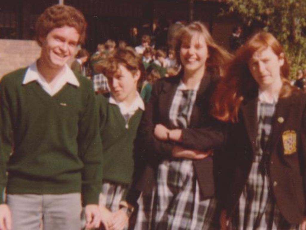 Kathleen Folbigg, second from left with Megan Donegan (third from left) with other students at Kotara High