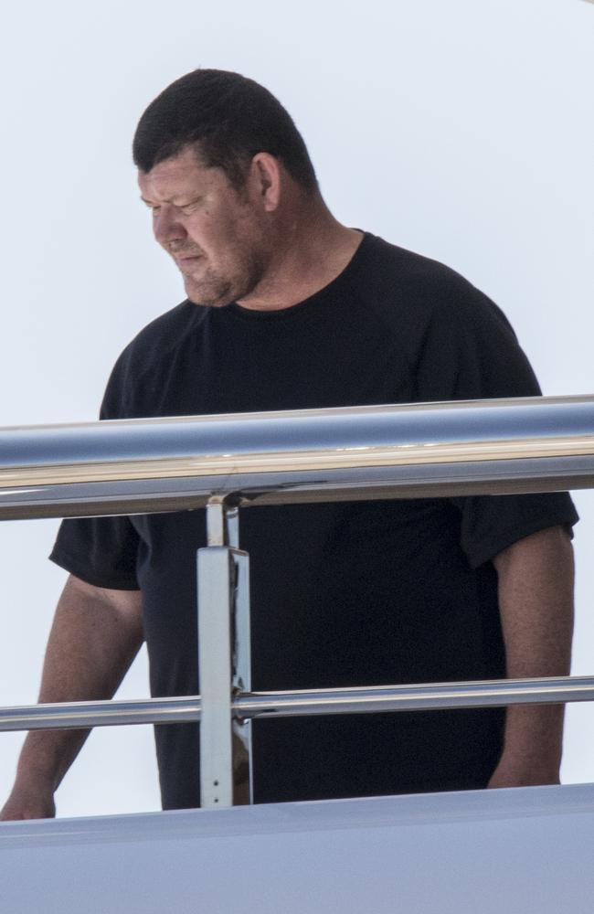 James Packer takes a quick rest after lunch on yacht IJE. Picture Ella Pellegrini