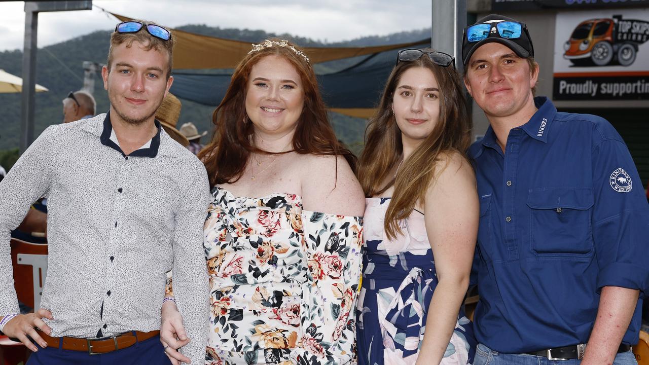 Nick Taylor, Jayde Stone, Ella Bryan and Jayden Osborne at the Gordonvale Cup races, held at the Gordonvale Turf Club. Picture: Brendan Radke