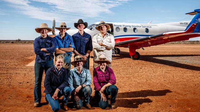 Jumbuck Pastoral’s Commonwealth Hill staff Flora Mckenzie, Charlie Casanova, Harry Pyne and manager James Barry. Front, Amelia Jenkyn, Brittney Jacob and Cassie Wilson. Picture MATT TURNER.