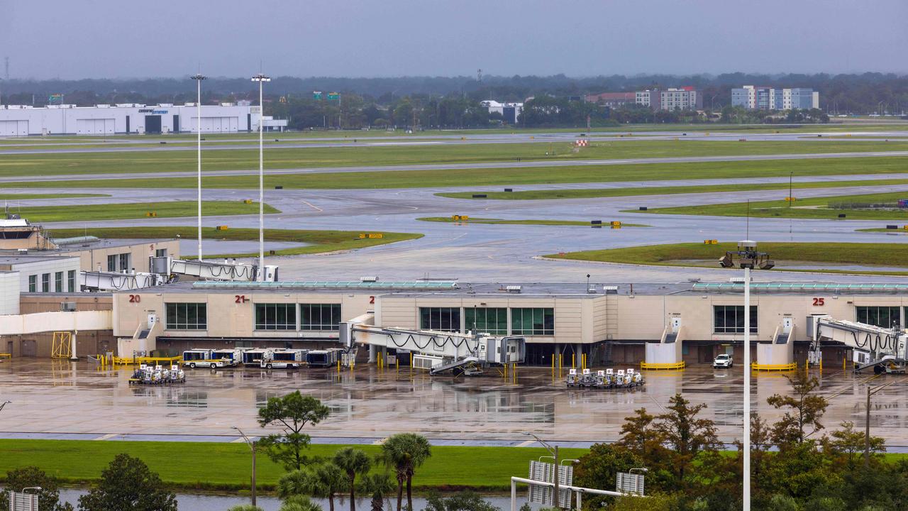 Orlando International Airport, one of the busiest in the US, is a ghost town ahead of Hurricane Milton. Picture: Saul Martinez/Getty Images/AFP.