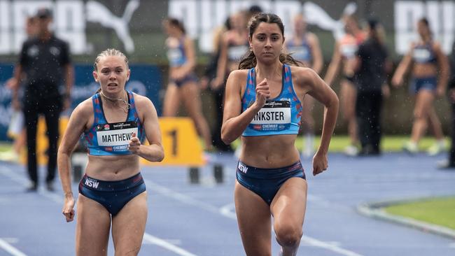 Olivia Inkster from NSW in the U20 100m heat.