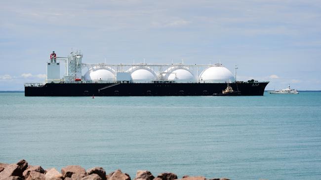 An LNG carrier sets sail. Picture: Justin Kennedy