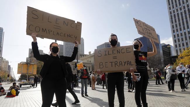 Images from the Black Lives Matter protest in Adelaide’s Victoria Square. Picture: Kelly Barnes