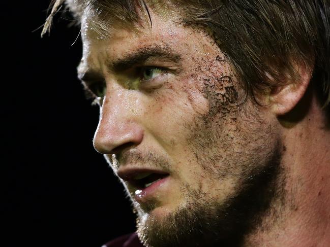 Manly's Kieran Foran looks on during the Manly v Bulldogs rugby league game at Brookvale Oval, Sydney. Pic Brett Costello