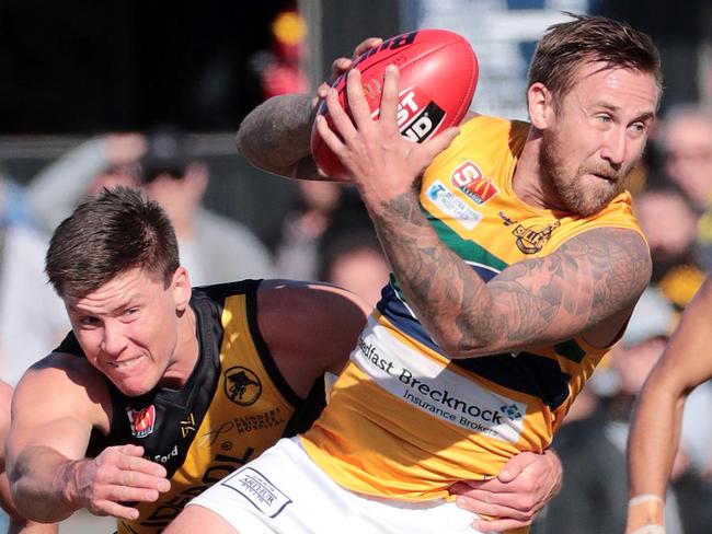 SANFL, Glenelg v Eagles at Glenelg. Eagle Scott Lewis. Picture: Dylan Coker