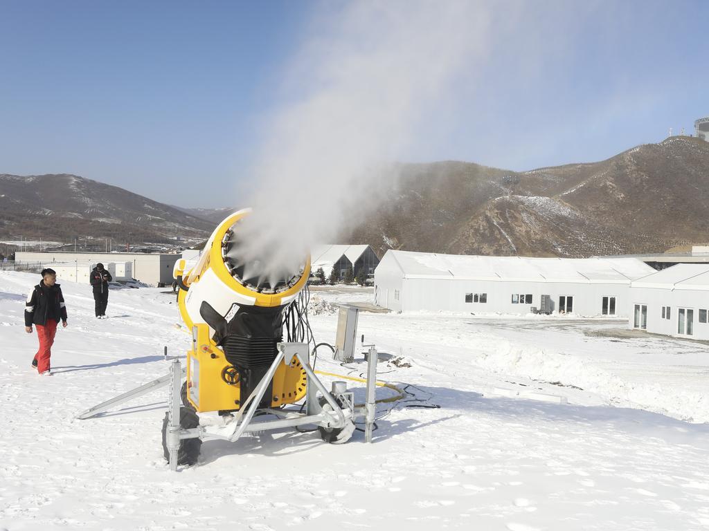 Snow-making machines have been in use in Zhangjiakou since November. Picture: Wu Diansen/VCG via Getty Images.