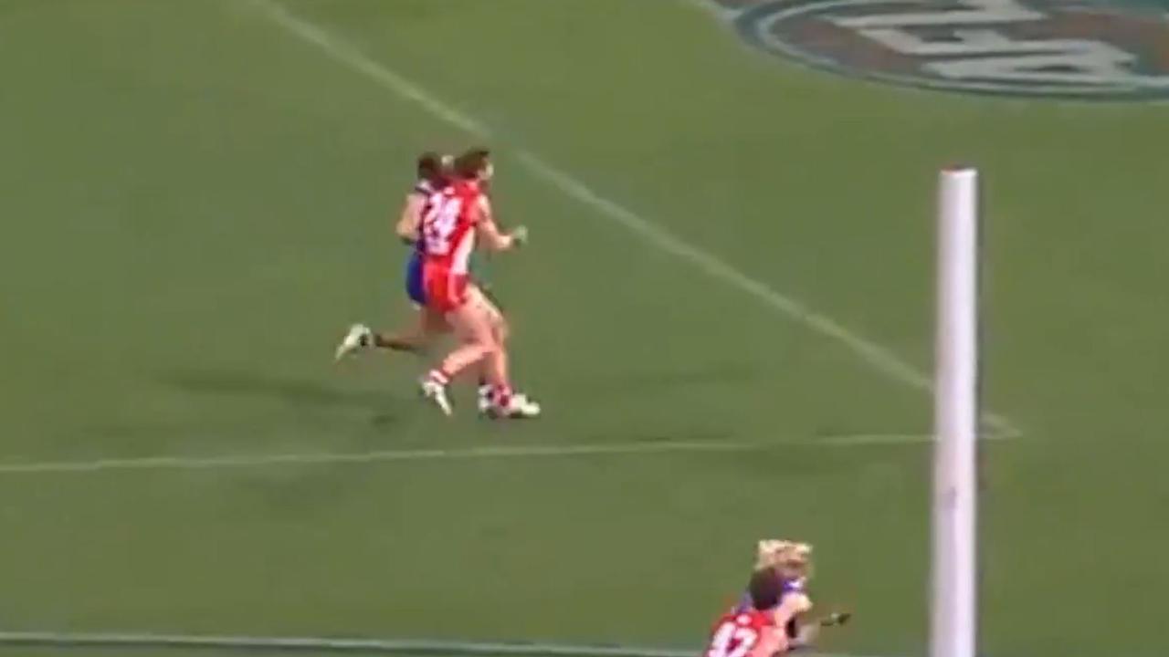 Dane Rampe escaped suspension for this bump.