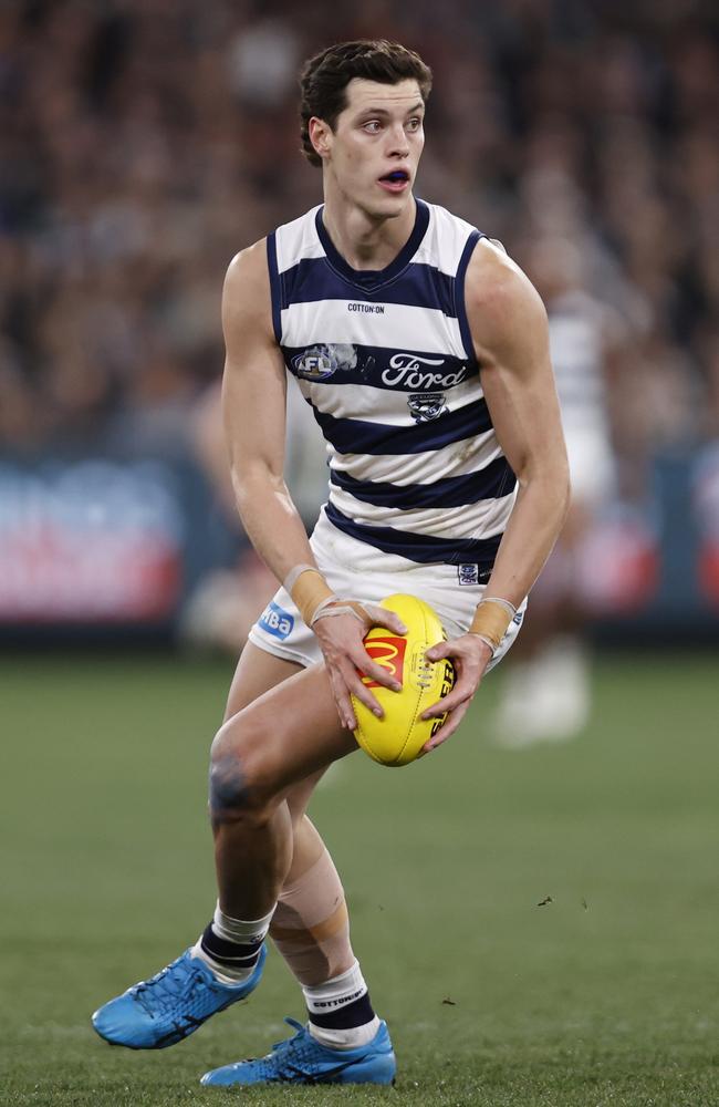 Can Shannon Neale cement a long-term key position spot in Geelong’s senior side? Picture: Darrian Traynor