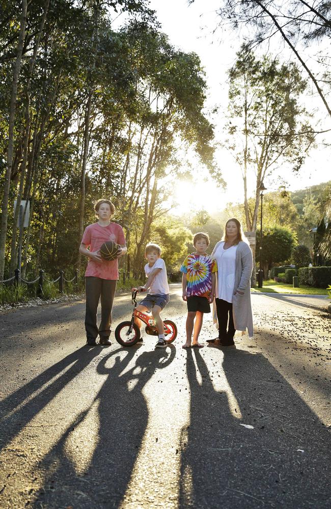 Four out of five members of the Stackhouse family have a meat allergy. From left Kai 15, Flynn 9, Sam 11, and Sonia, 43. Picture: Braden Fastier