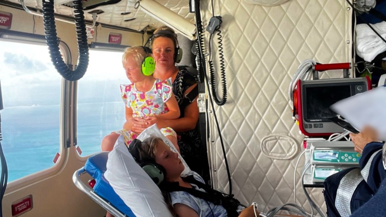 The two girls, aged five and nine, were flown to Hervey Bay Hospital. Picture: LifeFlight